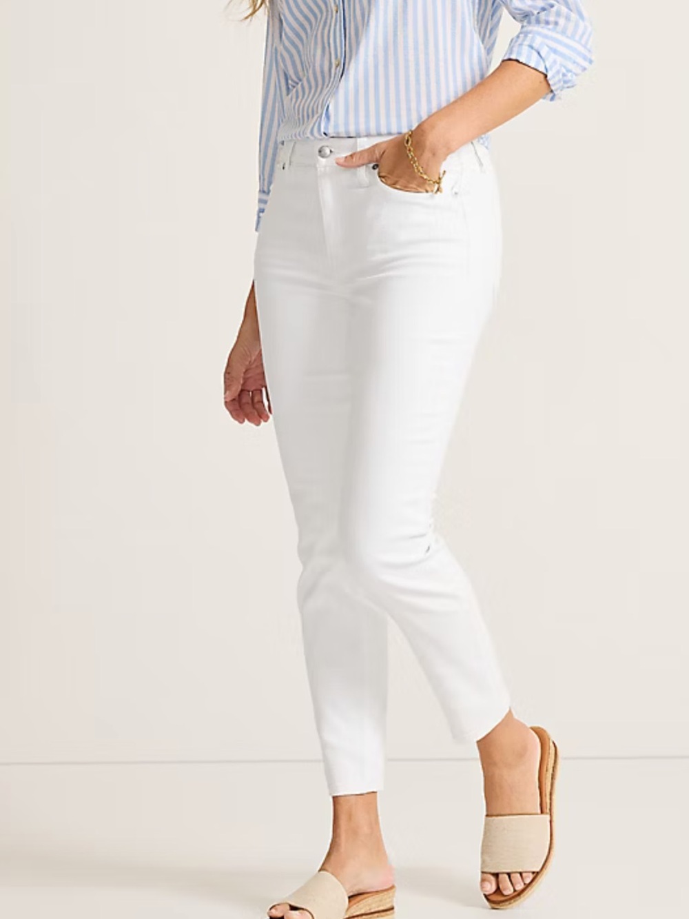 Tommy Bahama Ella Twill High Rise Ankle White Jeans sz 16 Ret $138